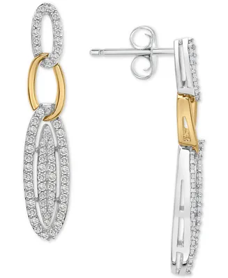 Wrapped in LoveDiamond Link Drop Earrings (1 ct. t.w.) in Sterling Silver & Gold-Plate, Created for Macys - Sterling Silver  Gold