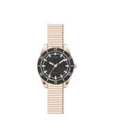 Jones New York Women's Genuine Diamond Black Dial and -Tone Expansion Metal Bracelet Analog Watch 34mm