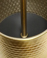 Simple Designs Hammered Metal Organizer Table Lamp with Usb Charging Port and Fabric Shade