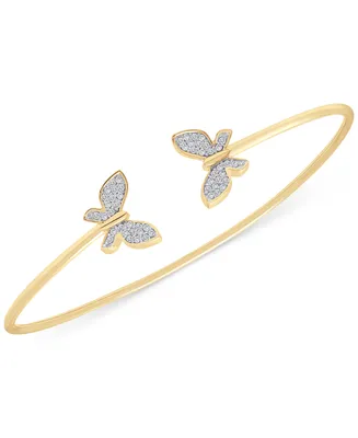 Wrapped Diamond Butterfly Cuff Bangle Bracelet (1/6 ct. t.w.) in 14k Gold, Created for Macy's