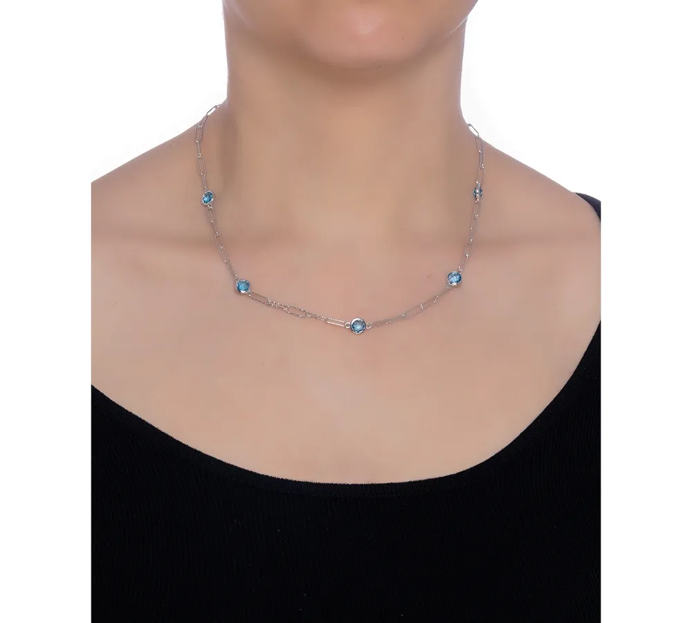 Swiss Blue Topaz Paperclip Link 18" Statement Necklace (4 ct. t.w.) Sterling Silver (Also Amethyst & Citrine)