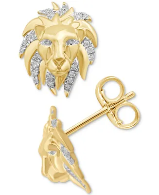 Men's Diamond Lion Stud Earrings (1/3 ct. t.w.) in 14k Gold-Plated Sterling Silver