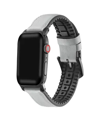 Men's and Women's Genuine Gray Leather Band with Silicone Back for Apple Watch 42mm