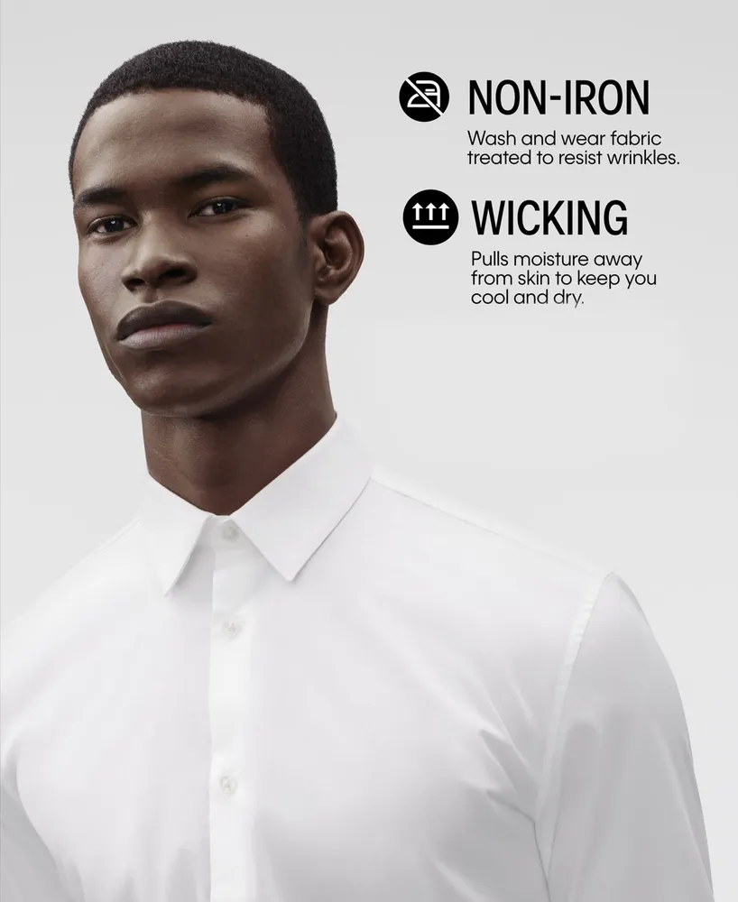 Calvin Klein Steel Men's Slim-Fit Non-Iron Herringbone Dress Shirt