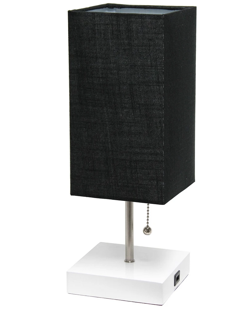 Simple Designs Petite Stick Lamp with Usb Charging Port and Shade