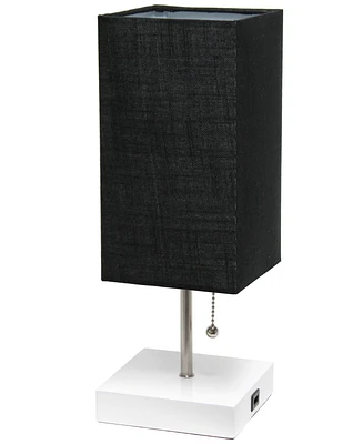 Simple Designs Petite Stick Lamp with Usb Charging Port and Shade