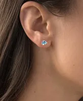 Lab-Created Blue Opal Fish Stud Earrings in Sterling Silver