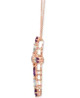 Le Vian Multi-Gemstone (1-1/5 ct. t.w.) & Diamond (1/8 ct. t.w.) Cross 18" Pendant Necklace in 14k Rose Gold