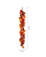 Glitzhome 6' L Fall Lighted Maple Leaves Garland