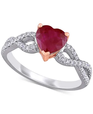 Ruby (1-3/4 ct. t.w.) & Diamond (1/4 Heart Ring 14k Rose White Gold