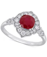 Ruby (1-1/4 ct. t.w.) & Diamond (1/3 Halo Ring 14k White Gold