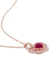 Ruby (1 ct. t.w.) & Diamond (1/4 ct. t.w.) Heart Spoke 17" Pendant Necklace in 14k Rose Gold