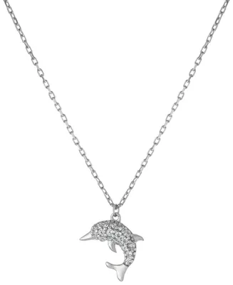 Giani Bernini Cubic Zirconia Dolphin Pendant Necklace in Sterling Silver, 16" + 2" extender, Created for Macy's