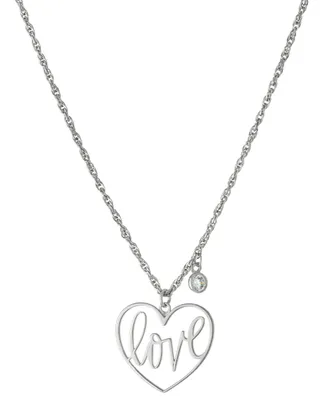 Giani Bernini Cubic Zirconia Love Heart Pendant Necklace in Sterling Silver, 16" + 2" extender, Created for Macy's