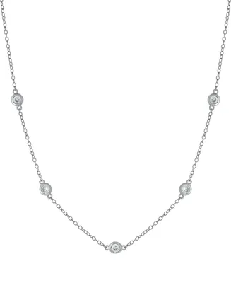 Giani Bernini Cubic Zirconia Station Statement Necklace Sterling Silver, 16" + 2" extender, Created for Macy's