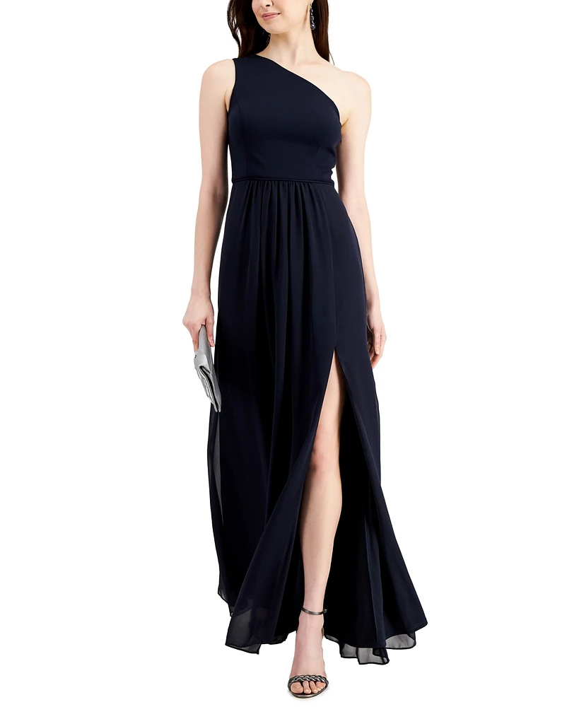 Adrianna Papell One-Shoulder Chiffon Gown