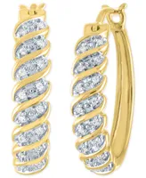 Diamond Small Hoop Earrings (1/10 ct. t.w.) in 14k Gold-Plated Sterling Silver