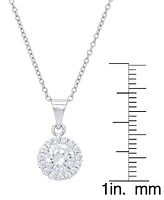 Cubic Zirconia Round Pendant 18" Silver Plate Necklace