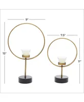 Contemporary Candle Holder, Set of 2 - Gold