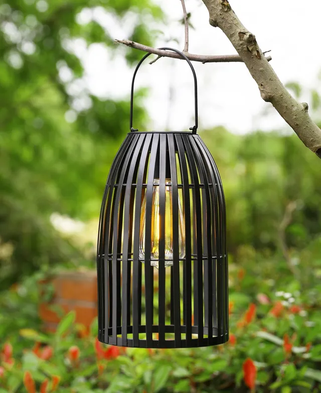 Glitzhome 8.75H Metal Cutout Solar Powered Outdoor Hanging Lantern