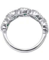 Emerald (1-1/2 ct. t.w.) & Diamond (1/5 ct. t.w.) Halo Ring in 14k White Gold