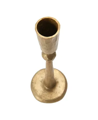 Tall Hand-Forged Metal Taper Holder, Antique-like Brass Finish