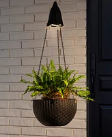 Glitzhome Solar Lighted Plastic Hanging Planter, 30"