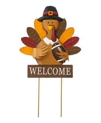 Glitzhome Thanksgiving Turkey Yard Stake or Hanging Wall Decor, 30"