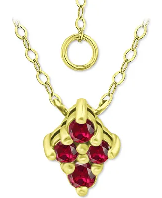 Giani Bernini Lab-Grown Ruby Cluster Pendant Necklace, 16" + 2" extender, Created for Macy's
