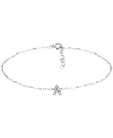 Giani Bernini Cubic Zirconia Initial Ankle Bracelet in Sterling Silver, Created for Macys