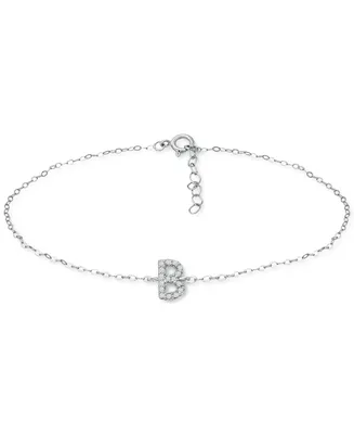 Giani Bernini Cubic Zirconia Initial Ankle Bracelet in Sterling Silver, Created for Macys