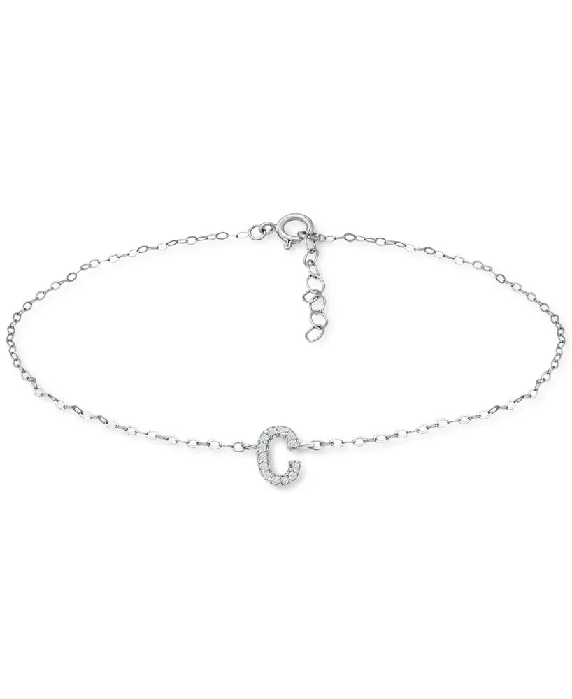 Giani Bernini Cubic Zirconia Initial Ankle Bracelet in Sterling Silver, Created for Macys