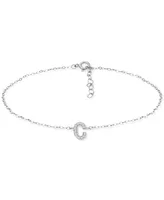 Giani Bernini Cubic Zirconia Initial Ankle Bracelet in Sterling Silver, Created for Macys