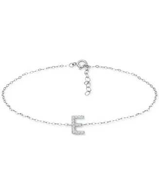 Giani Bernini Cubic Zirconia Initial Ankle Bracelet in Sterling Silver, Created for Macys