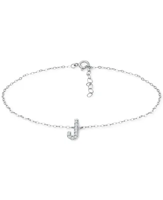 Giani Bernini Cubic Zirconia Initial Ankle Bracelet in Sterling Silver, Created for Macys