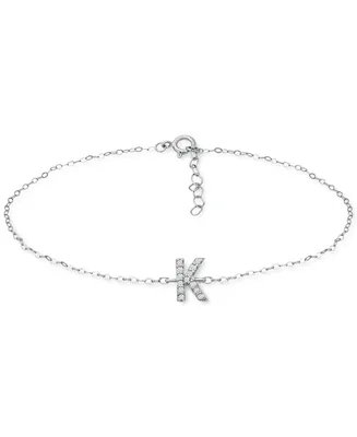 Giani Bernini Cubic Zirconia Initial Ankle Bracelet in Sterling Silver, Created for Macys