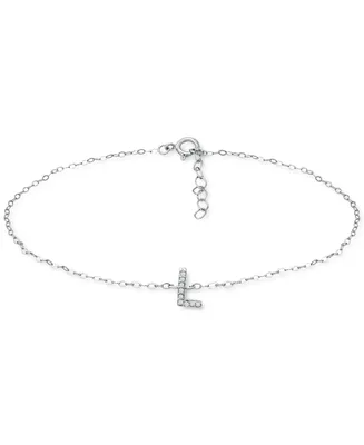 Giani Bernini Cubic Zirconia Initial Ankle Bracelet in Sterling Silver, Created for Macys