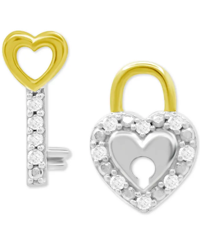 Lauren Ralph Lauren 2-Pc. Set Heart Lock & Key Stud Earrings in Sterling  Silver - Macy's