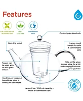 Grosche Monaco Glass Teapot with Glass Tea Infuser, 42 fl oz Capacity