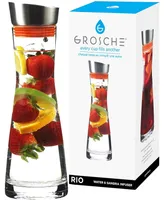 Grosche Rio Glass Infusion Water Pitcher and Sangria Maker Carafe with Stainless Steel Smart Filter Lid, 34 fl oz