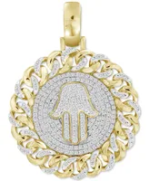 Diamond Hamsa Hand Chain Link Disc Pendant (1/2 ct. t.w.) in 10k Gold