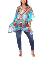 Plus Short Caftan with Tie-Up Neckline