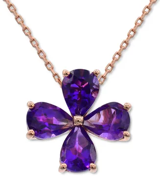 Amethyst Clover 18" Pendant Necklace (3-1/20 ct. t.w.) in 14k Rose Gold-Plated Sterling Silver