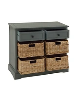 Country Rectangular and Leaf 4 Basket Cabinet