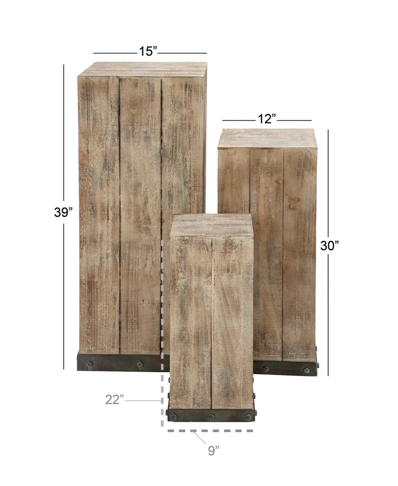 Rustic Pedestal Table, Set of 3