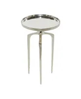 Contemporary Round Raised Edge Accent Table - Silver