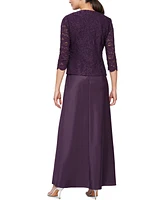 Alex Evenings Lace Jacket & Lace-Top Gown