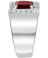 Effy Men's Rhodolite Garnet (3 ct. t.w.) & White Sapphire (1-3/8 ct. t.w.) Ring in Sterling Silver