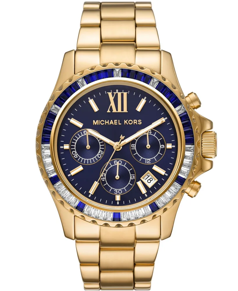 Michael Kors Women's Everest Chronograph Gold-Tone Stainless Steel Bracelet  Watch 42mm - Gold