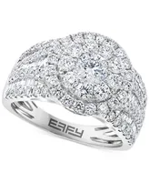 Effy Diamond Round & Baguette Halo Cluster Engagement Ring (2 ct. t.w.) in 14k White Gold